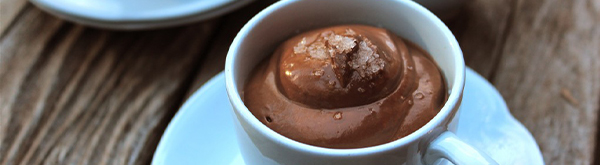Individual cups of creamy chocolate pudding